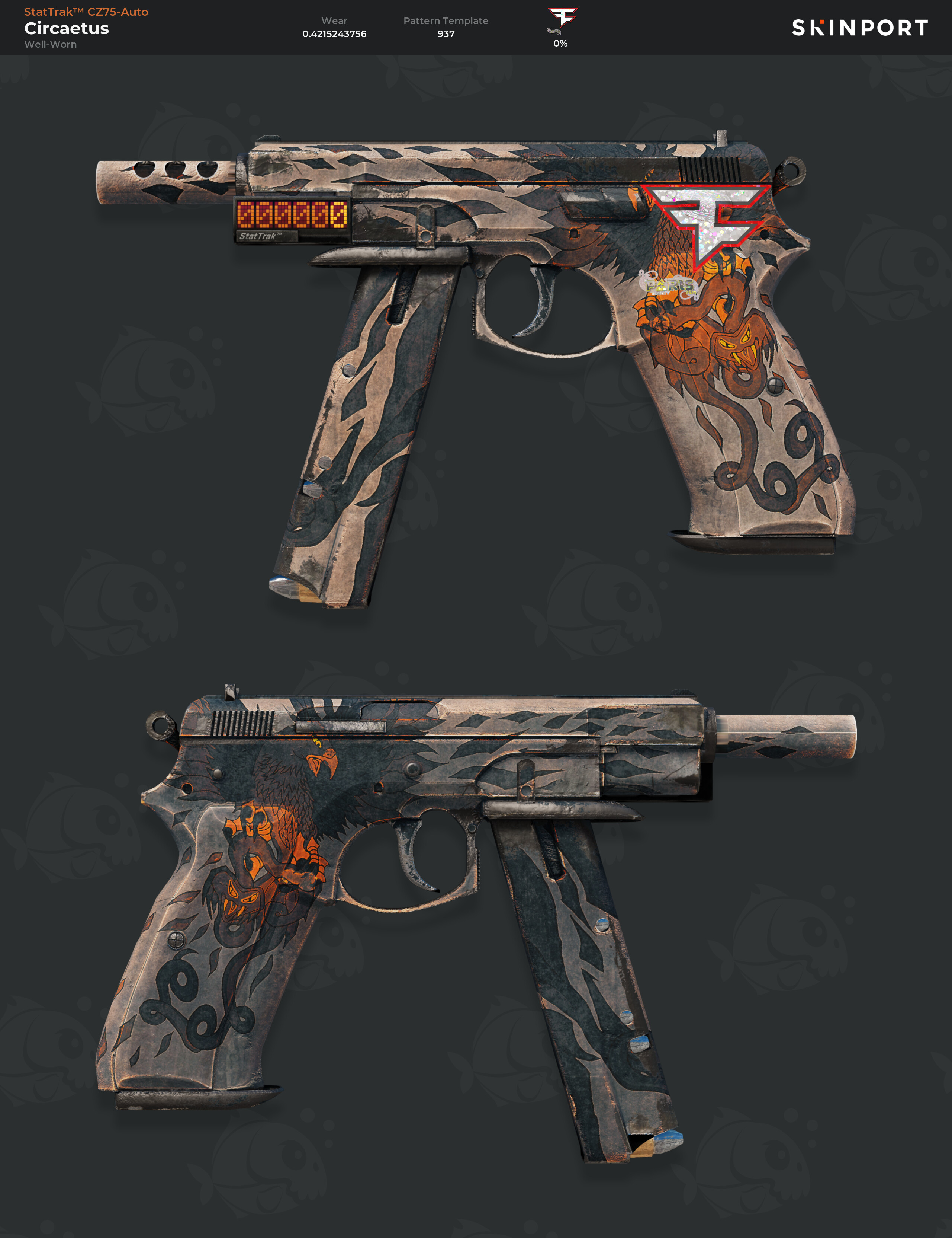 Купить StatTrak™ CZ75-Auto | Circaetus (Well-Worn) - цена 36.57 ₽ RUB ...