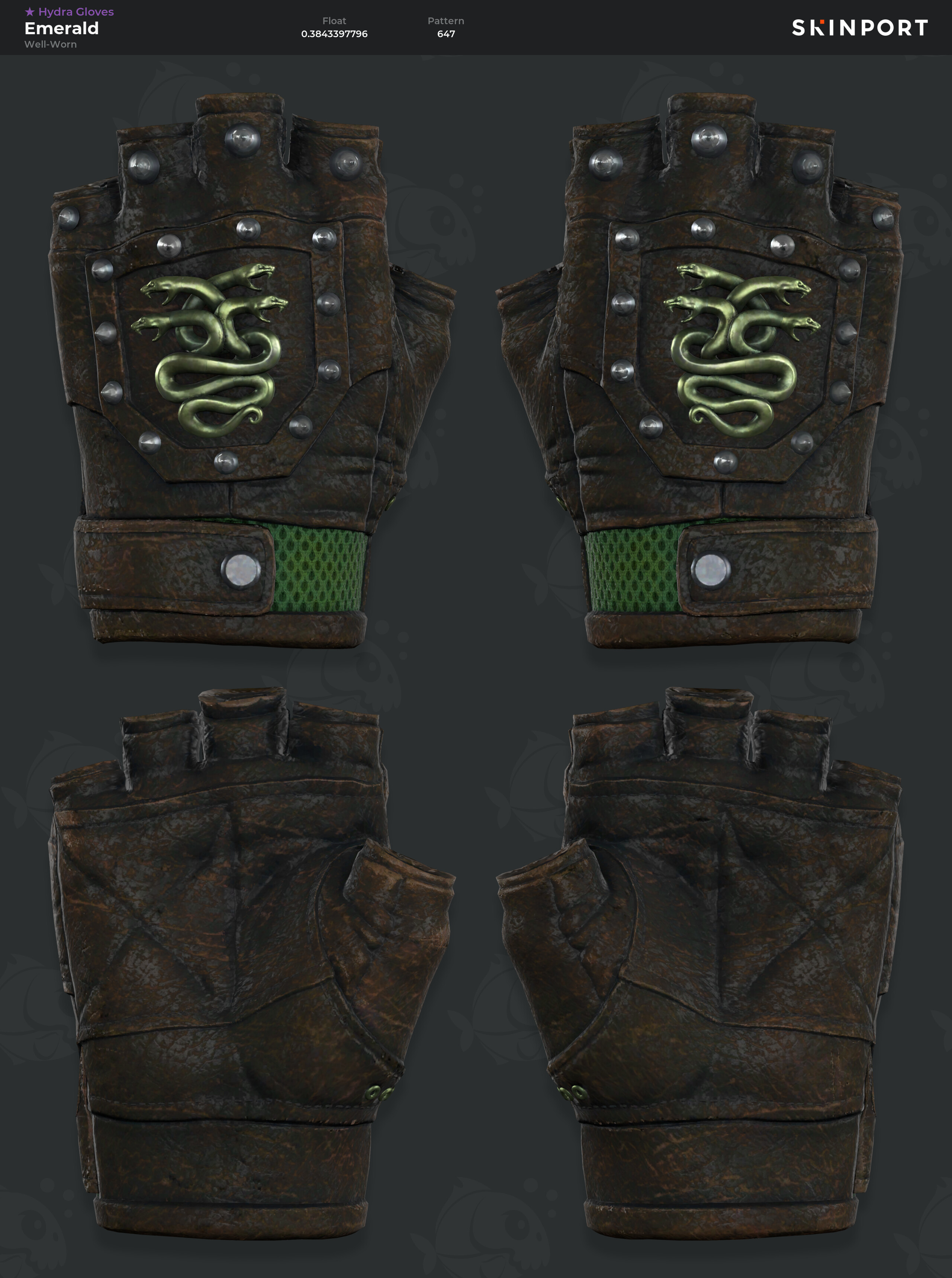 hydra gloves emerald well worn