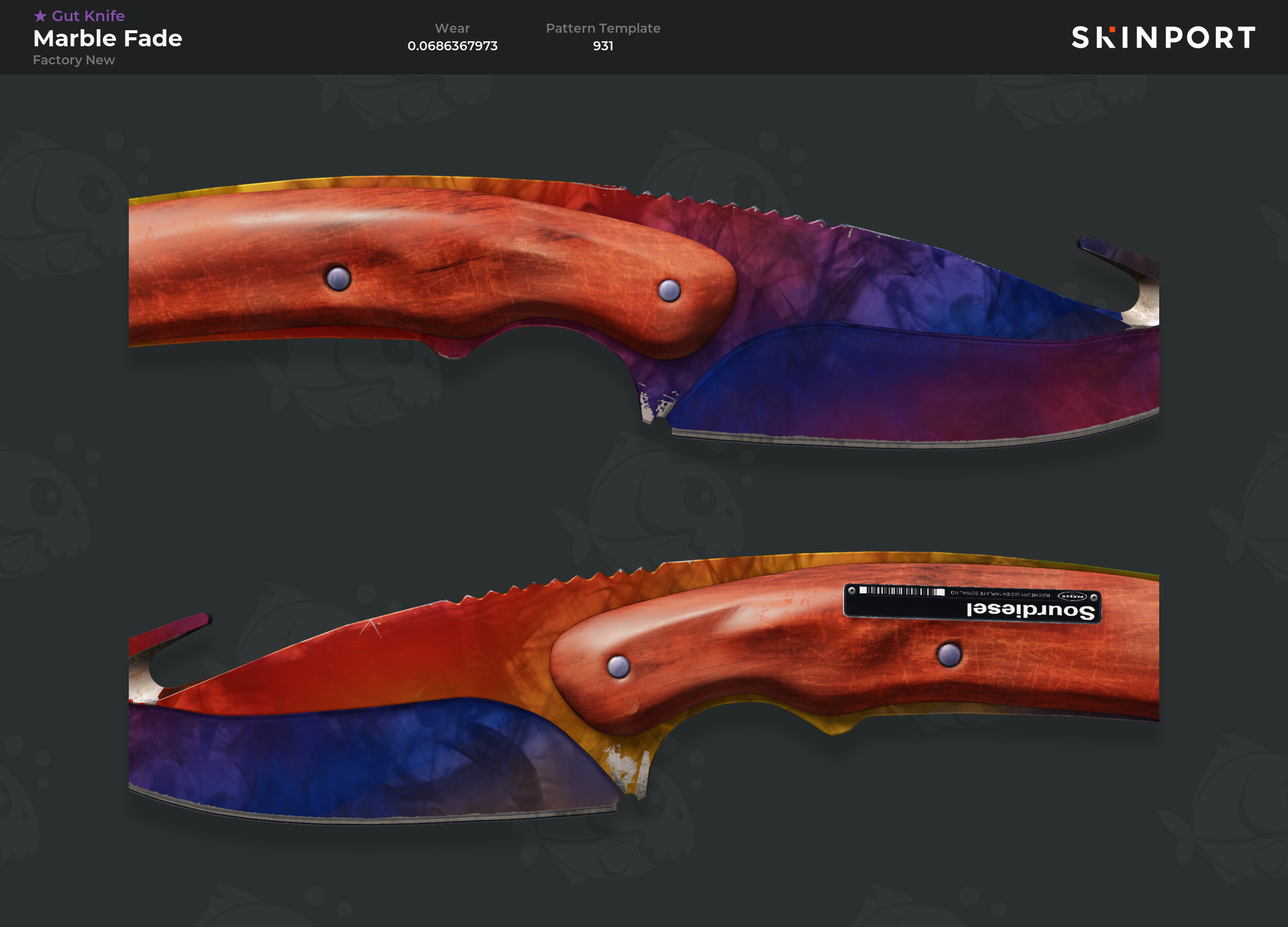 Gut Knife Marble Fade Factory New Counter Strike Skinport