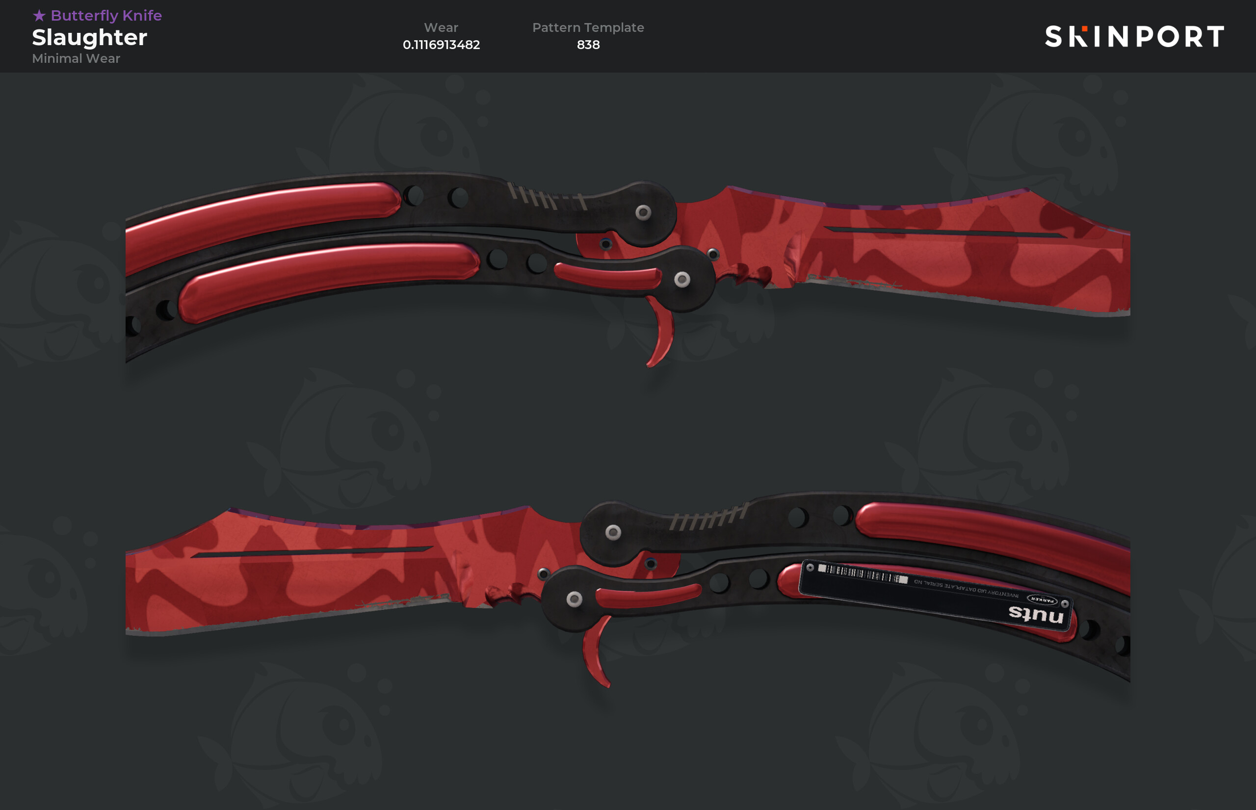 Butterfly Knife | Slaughter (Minimal Wear) - Counter-Strike 2 - Skinport