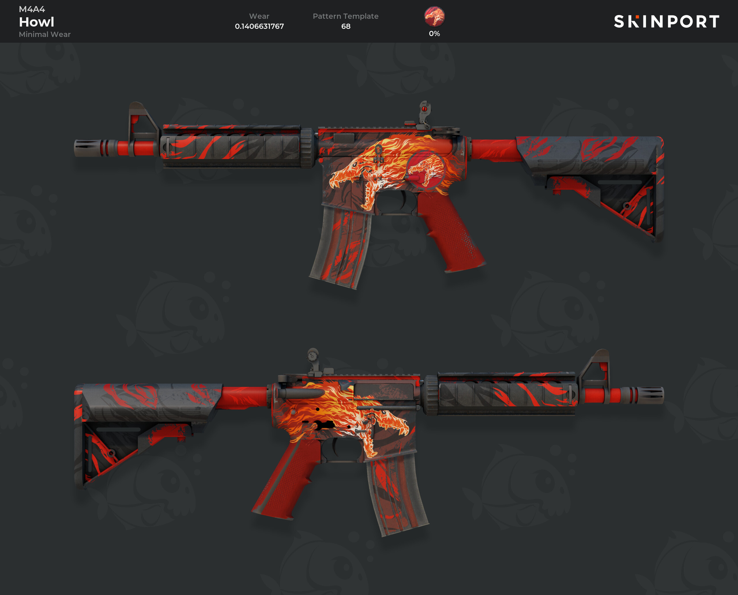 M4A4 | Howl (Lidt slidt) - Counter-Strike 2 - Skinport