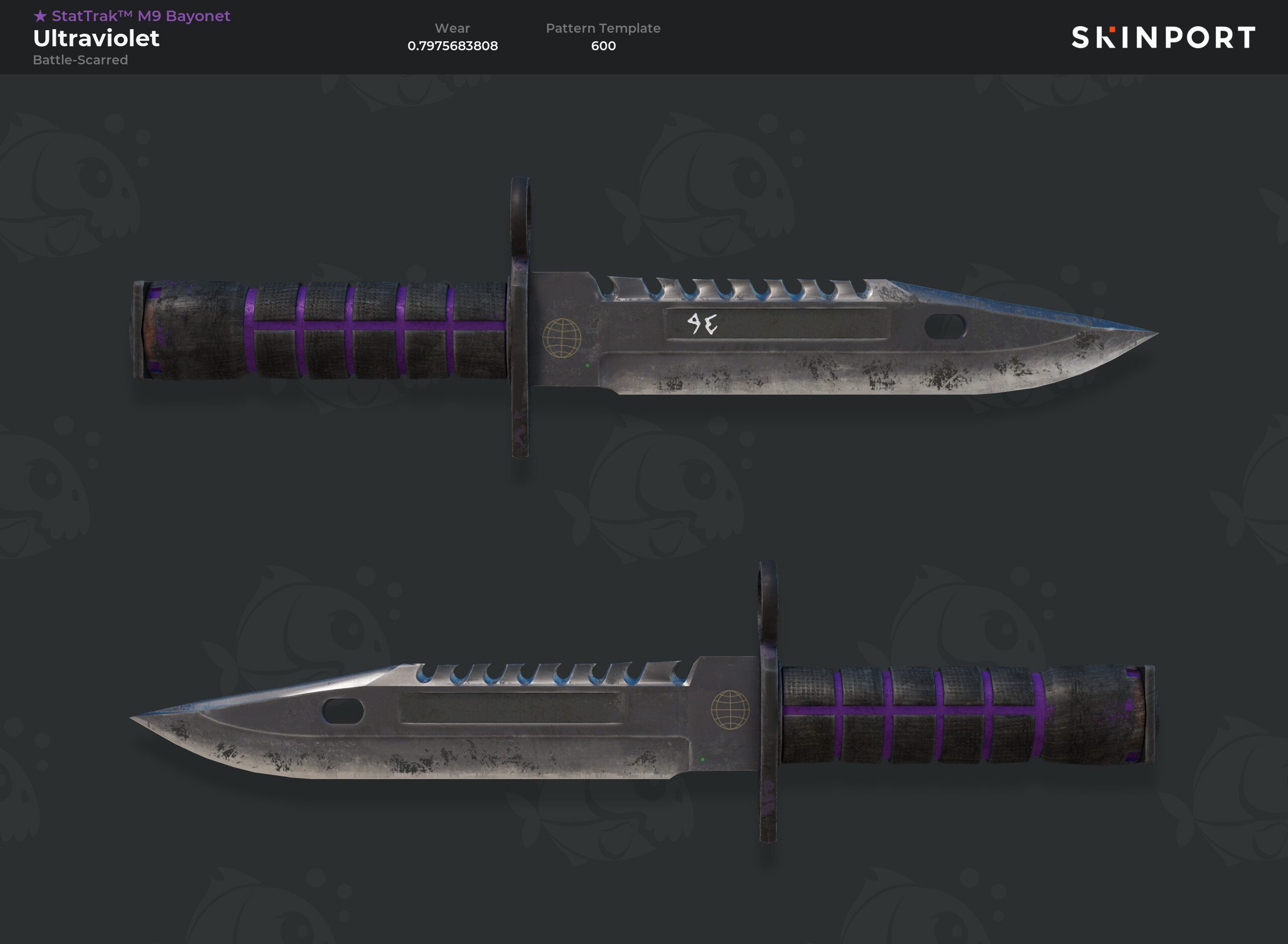 StatTrak™ M9 Bayonet | Ultraviolet (Battle-Scarred) - Counter-Strike 2 ...