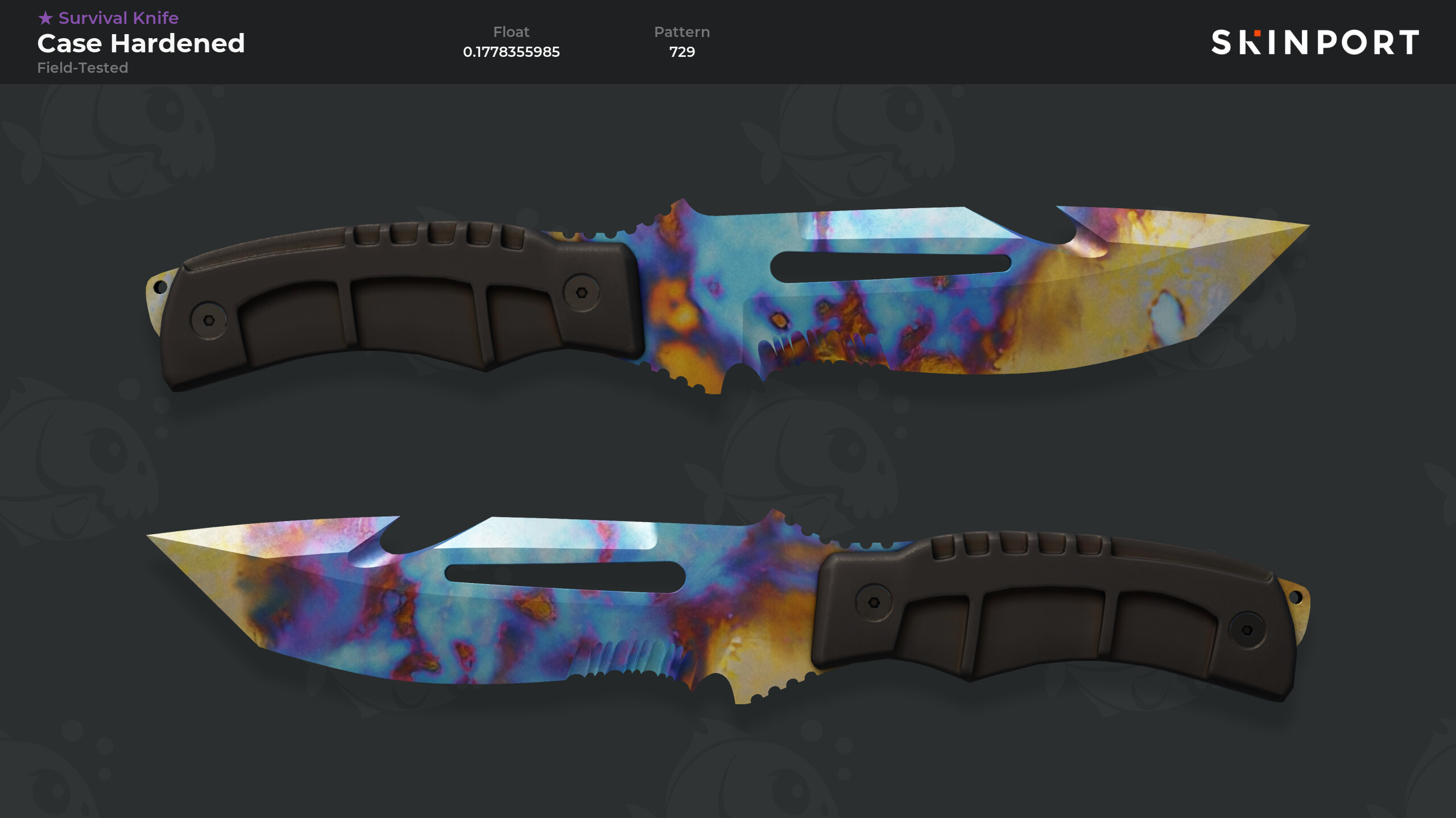 H Knife Harp Of War Holo Flip Knife Doppler Sapphire